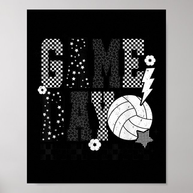 Game Day Volleyball Checked Funny Volleyball Poster (Vorne)