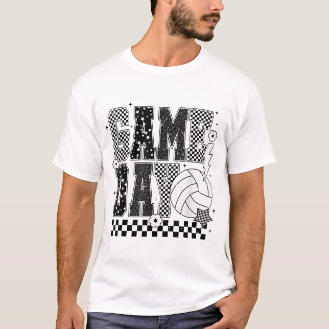 Game Day Volleyball Checked T-Shirt (Vorderseite)
