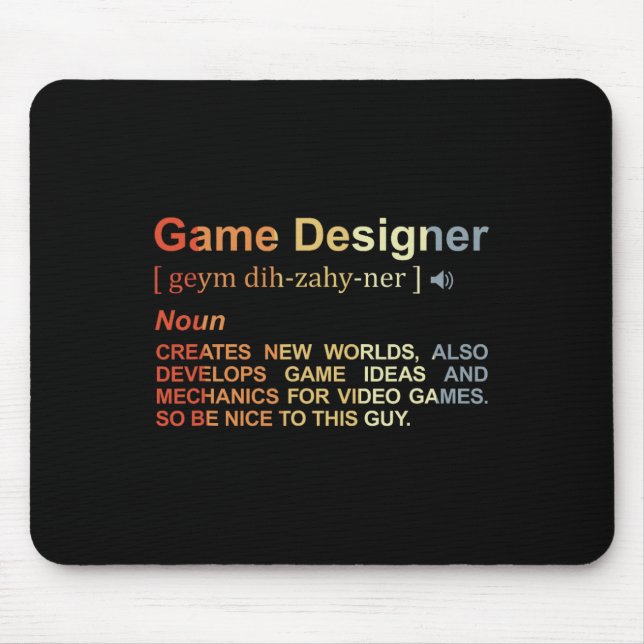 Game Designer Definition Game Programmierer Game D Mousepad (Vorne)