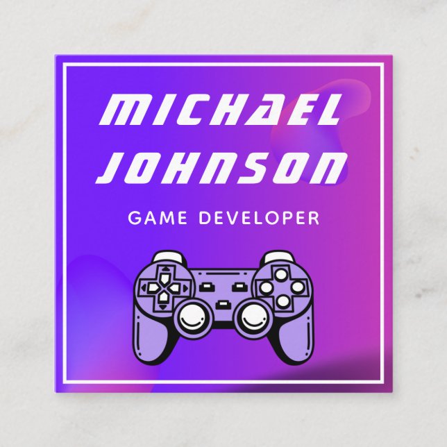 Game Developer Gamer Tester Futuristic Gaming Pink Quadratische Visitenkarte (Vorderseite)