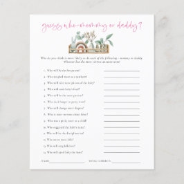 Game Guess Wer Mama Vater Pink Baby Dusche