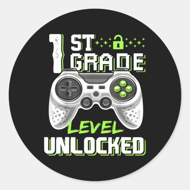 Game-Level am ersten Schultag Runder Aufkleber (Vorderseite)