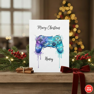 Game Lover Christmas Card Custom Gift Idea Feiertagskarte