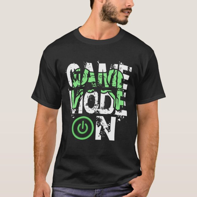 Game Mode ON Cool Gritty Style Video Gamer Novelty T-Shirt (Vorderseite)