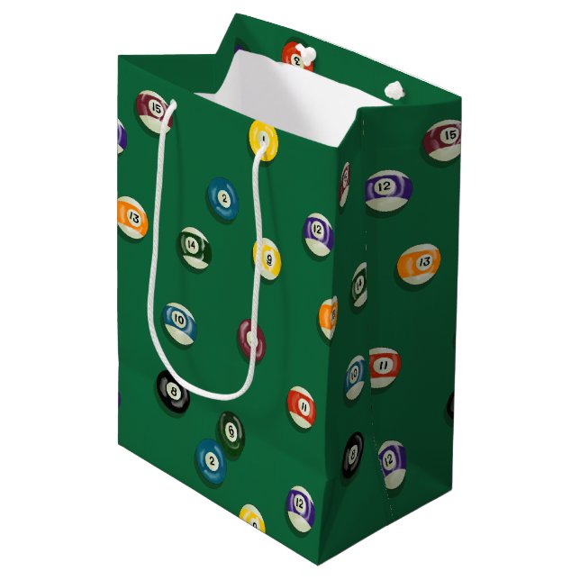 Game Night Birthday Billiard Billard Pool Table Mittlere Geschenktüte (Vorderseite Schrägansicht)
