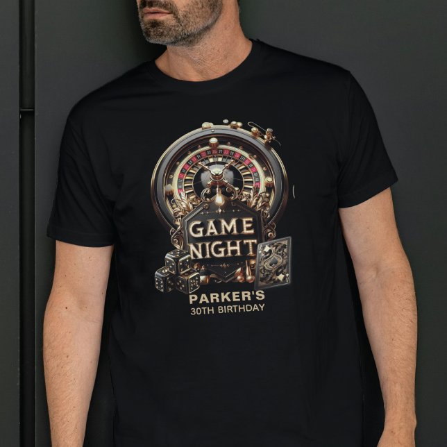 Game Night Birthday Casino Personalisiert T-Shirt (Von Creator hochgeladen)
