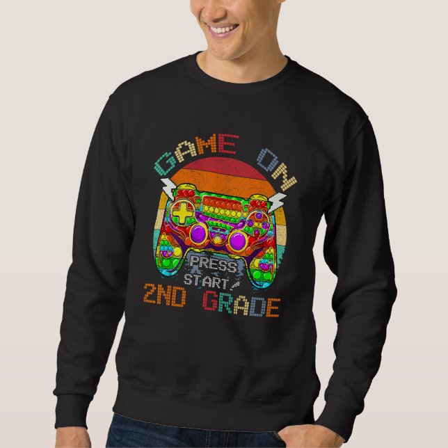 Game On 2nd Grade Second Grade Gamer Back to Schoo Sweatshirt (Vorderseite)