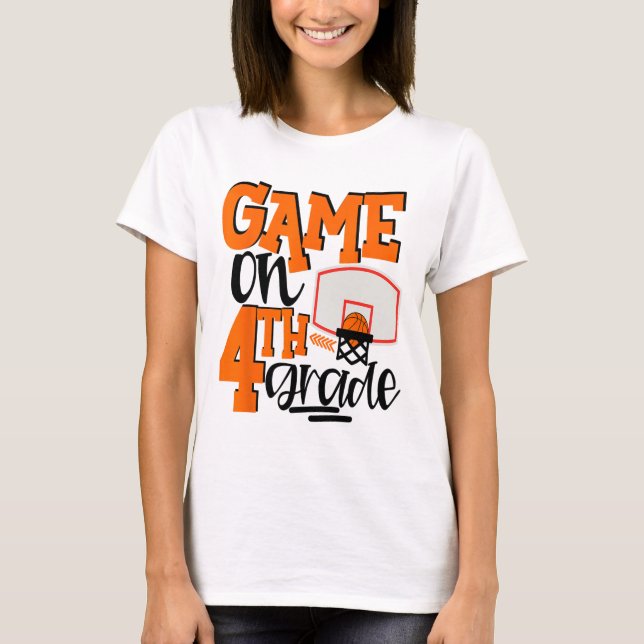 Game On 4th Grade Fun Sketll School T Shirt (Vorderseite)