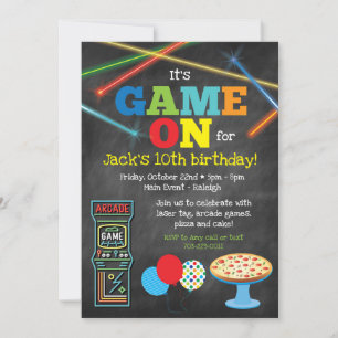 Game On Arcade Pizza Party Einladung