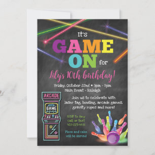 Game On Arcade Pizza Party Kreidetafel-Einladung Einladung
