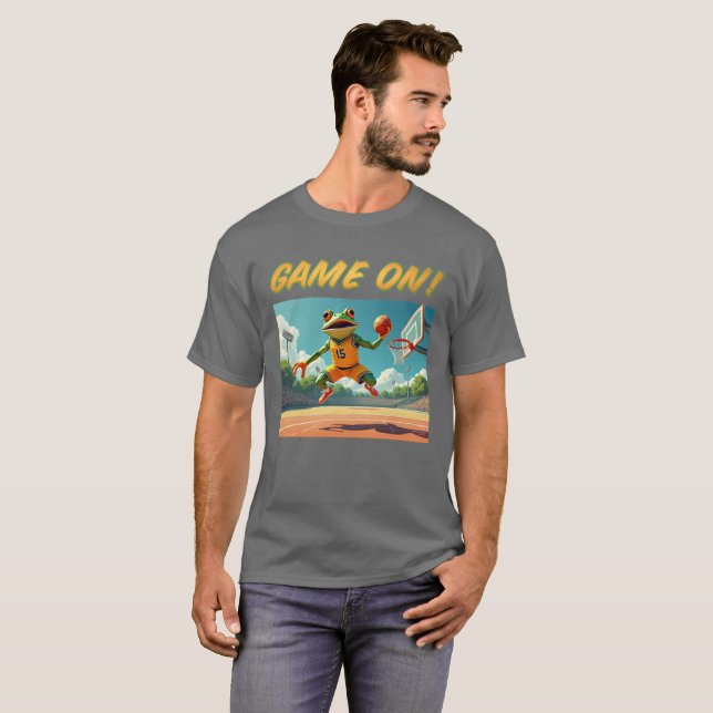 Game On Basketball Frog Männer grauer T - Shirt (Vorne ganz)