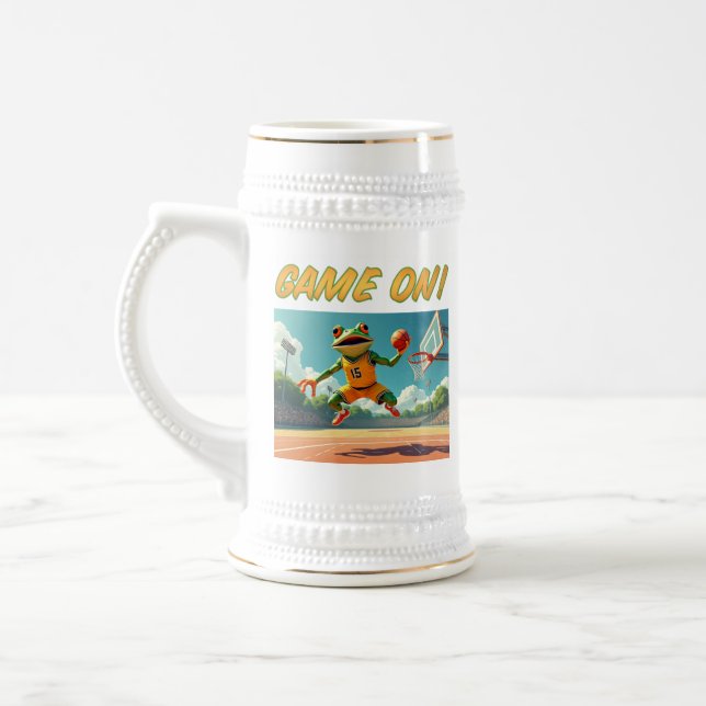 Game On Basketball Frog stein zwei Seiten Bierglas (Links)