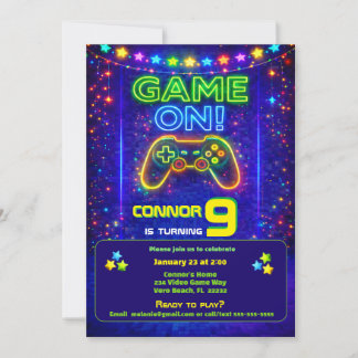 Game on Birthday Video Game Party Invitation Einladung