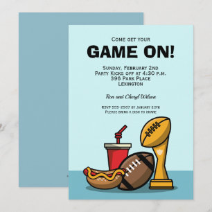 Game On Food and Football Trophy Party Invitations