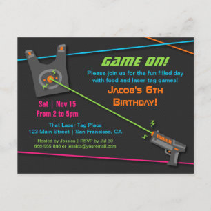 Game On Fun Laser Tag Geburtstagsparty Einladung