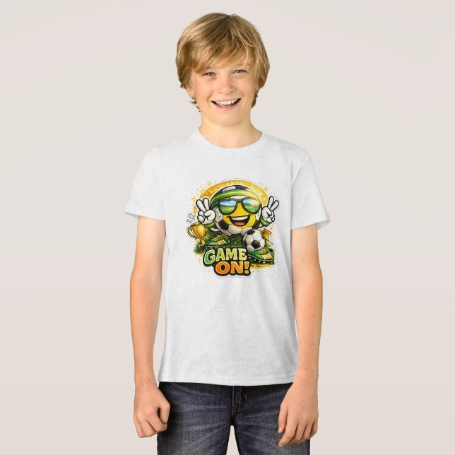 Game On Fußball Maskottchen Splash Tri-Blend Shirt (Vorderseite voll)