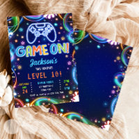 Game On Gamer Videospiele Neon Glow Boy Geburtstag