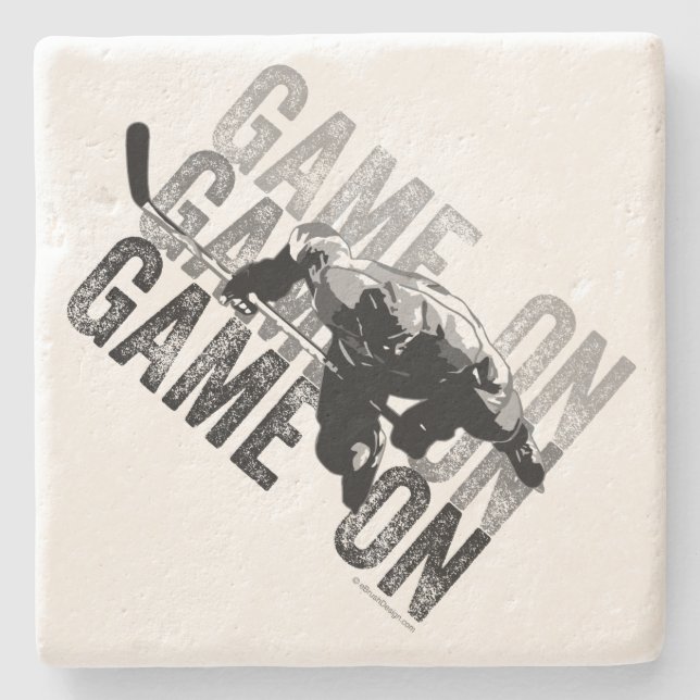 Game On (Hockey) Stone Untersetzer (Vorderseite)