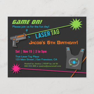 Game On Laser Tag Geburtstagsparty Einladungen