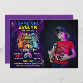 Game On Level Up Video Game Geburtstag Einladung