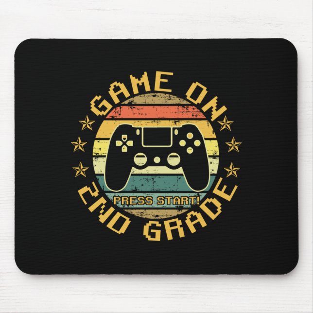 Game On Press Start 2nd Grade Back To School Mousepad (Vorne)