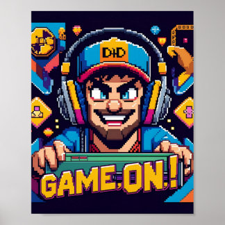 Game On Vater Cartoon Gaming-Chair Poster