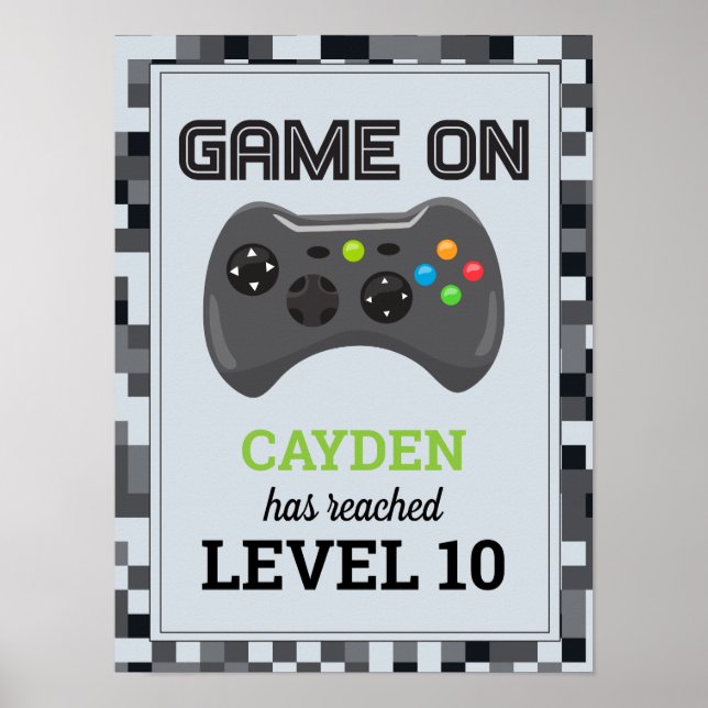 Game On Video Game Birthday Poster Level Up (Vorne)