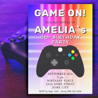 Game On Video Game Controller Game Birthday Einladung