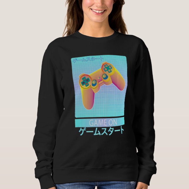 Game On Video Game Controller Retro Vaporwave japa Sweatshirt (Vorderseite)