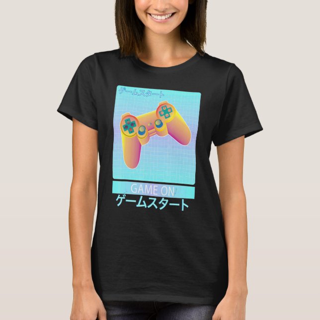 Game On Video Game Controller Retro Vaporwave japa T-Shirt (Vorderseite)