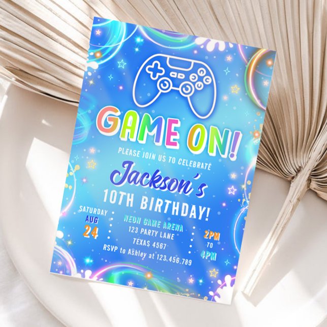 Game On Videogame Arcade VR Neon Boy Birthday Einladung (Von Creator hochgeladen)
