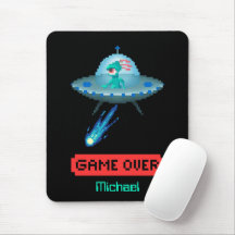 'Game Over' Alien Flying UFO-Raumschiff, Pixel Art