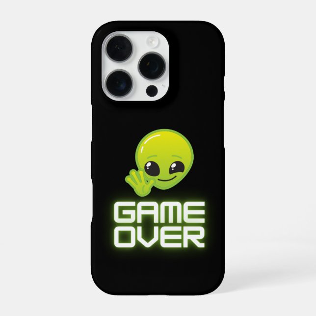 Game Over Alien – Gamer Vibe iPhone 16 Pro Hülle (Rückseite)