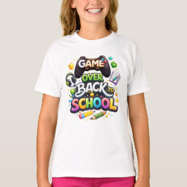 „Game Over – Back to School“ Farbige Gaming-Themen T-Shirt