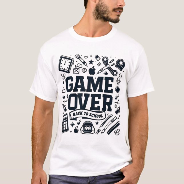 Game Over, Back to School: Monochrome Essentials T-Shirt (Vorderseite)