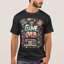 Game Over, Back to School: Retro Gaming & Academic T-Shirt