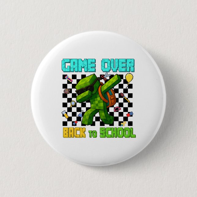 Game Over CK zu School Gamer Funny Kids First Day Button (Vorderseite)