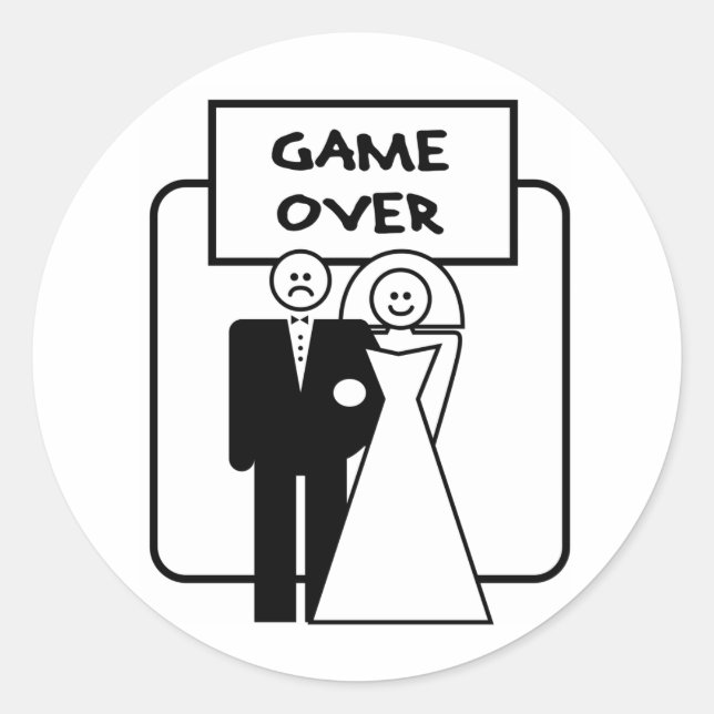 "Game Over"-Ehe Runder Aufkleber (Vorderseite)