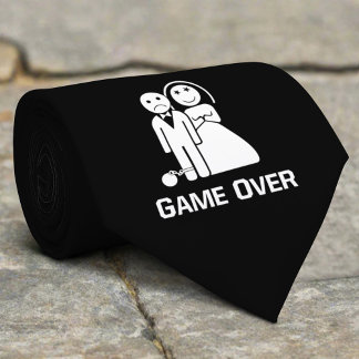 Game Over Funny Wedding Saying Black And White Krawatte
