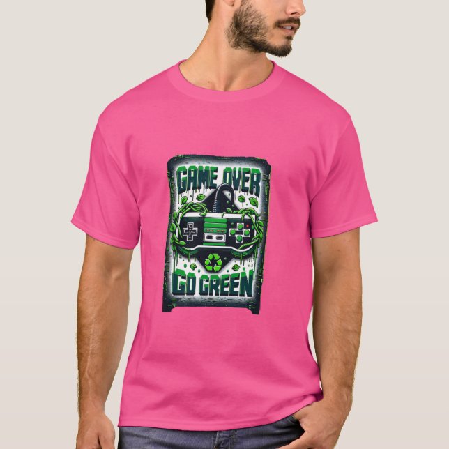 Game Over, Go Green Pixel Art T-Shirt (Vorderseite)