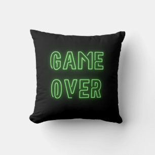 Game Over hellgrüne Neonlicht-Videospiele Kissen