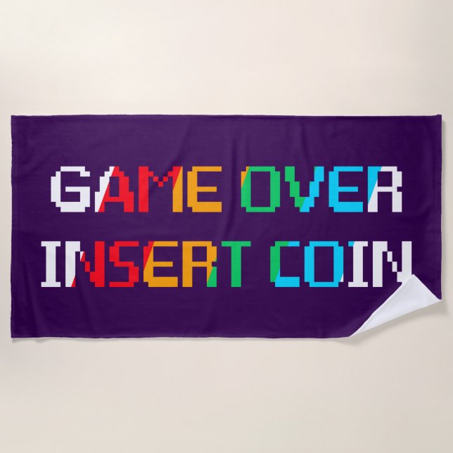 Game Over Insert Coin Strandtuch (Vorderseite)