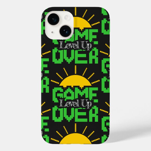 Game Over, Level Up: Retro-Pixel-Block-Abenteuer Case-Mate iPhone 14 Hülle (Rückseite)