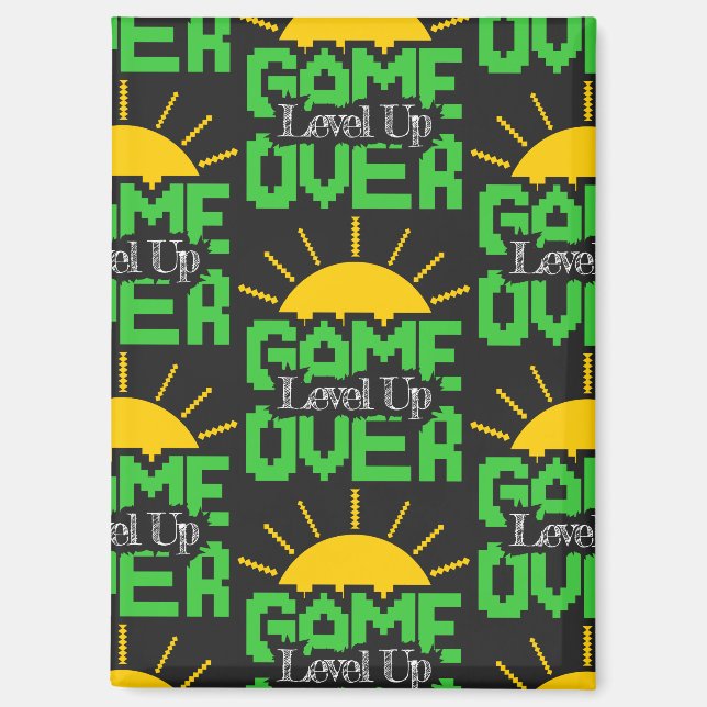 Game Over, Level Up: Retro-Pixel-Block-Abenteuer Magnet (Vorderseite)