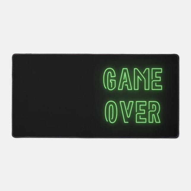 Game Over Neonlight Design Green Desk Mat Schreibtischunterlage (Vorderseite)
