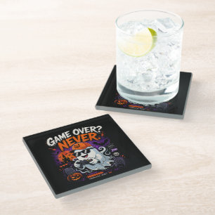 Game Over Nie Lustiger Gamer-Geist Halloween Glasuntersetzer