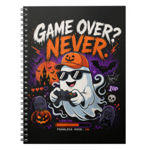 Game Over Nie Lustiger Gamer-Geist Halloween Notizblock