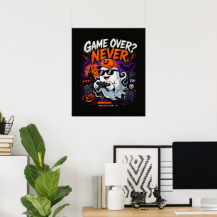 Game Over Nie Lustiger Gamer-Geist Halloween Poster