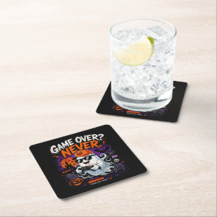 Game Over Nie Lustiger Gamer-Geist Halloween Rechteckiger Pappuntersetzer