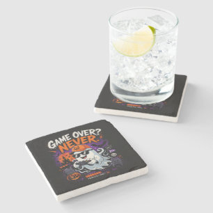 Game Over Nie Lustiger Gamer-Geist Halloween Steinuntersetzer